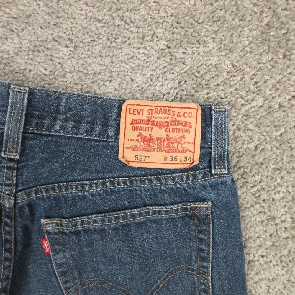 Vintage Levis Jeans Mens 36x34 Blue 527 Slim Bootcut Western Cowboy Denim Pants